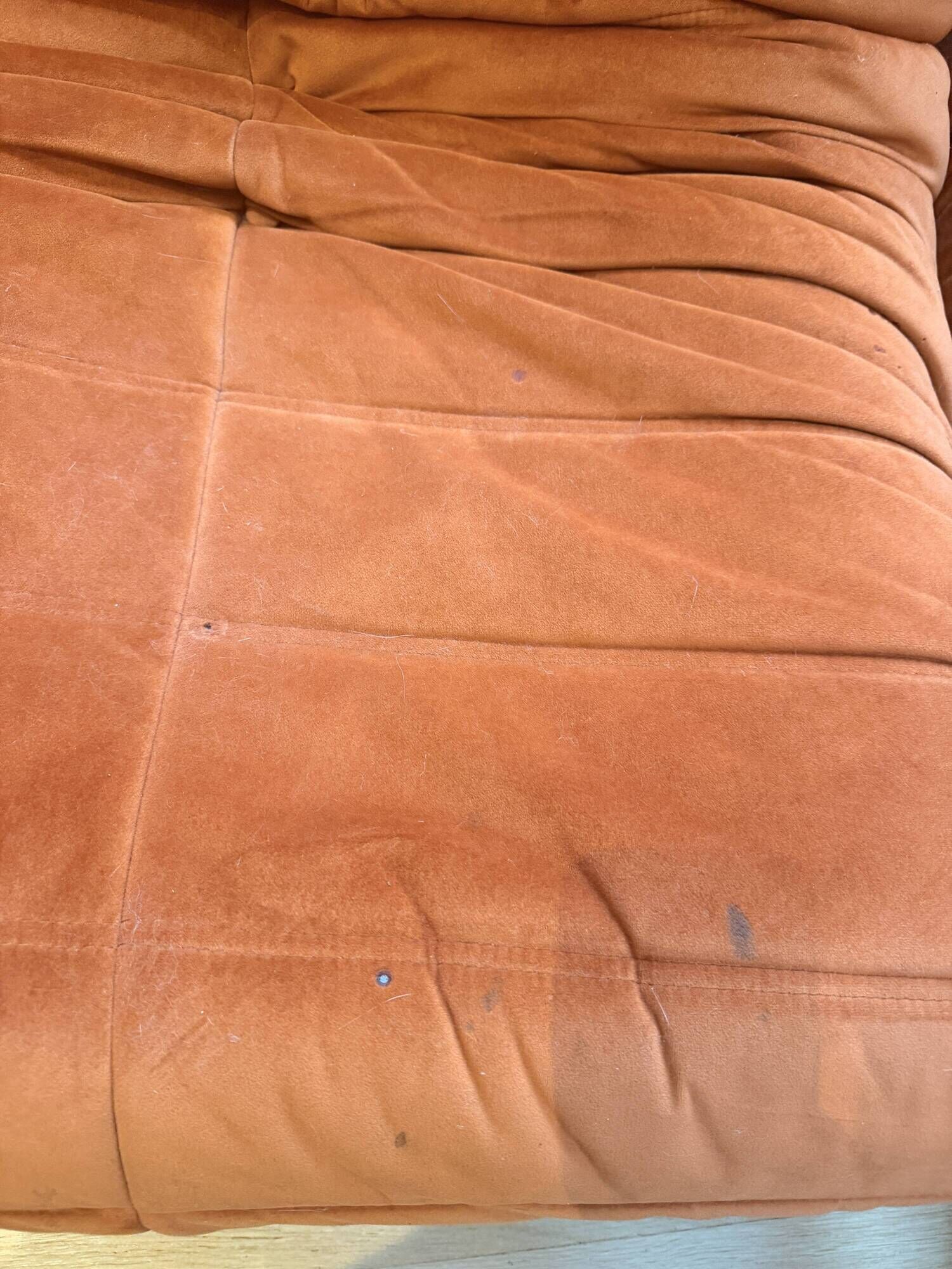 Togo set by Michel Ducaroy for Ligne Roset – 4 pieces in orange velvet.