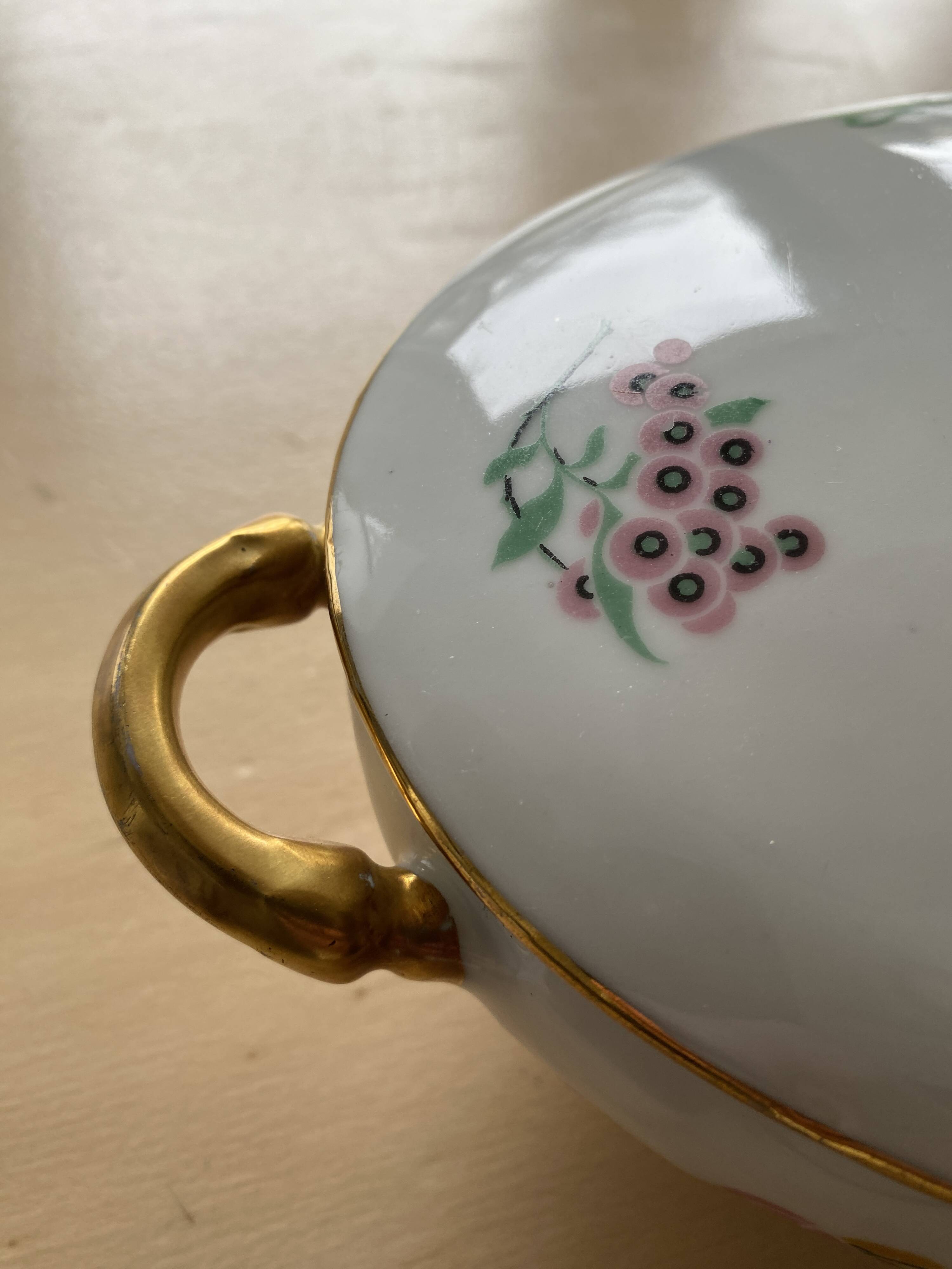 Vintage soup tureen, vegetable dish in white Limoge porcelain from TLB