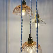 5-light waterfall pendant light with vintage pink and transparent glass shades