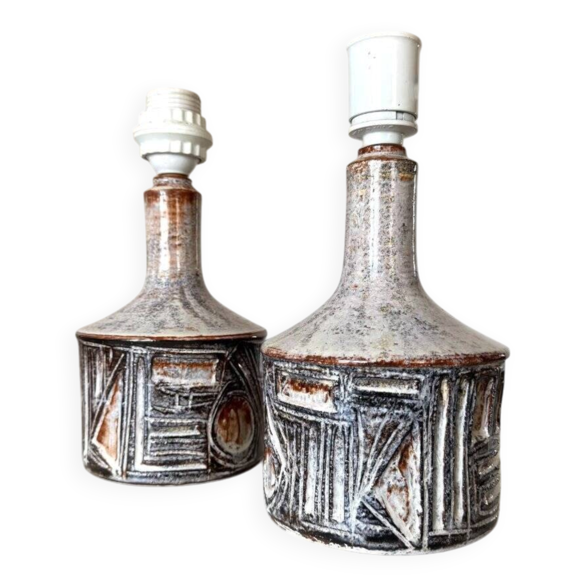 Vintage stoneware table lamps by Jette Hellerøe for Axella, 1960s, set of 2