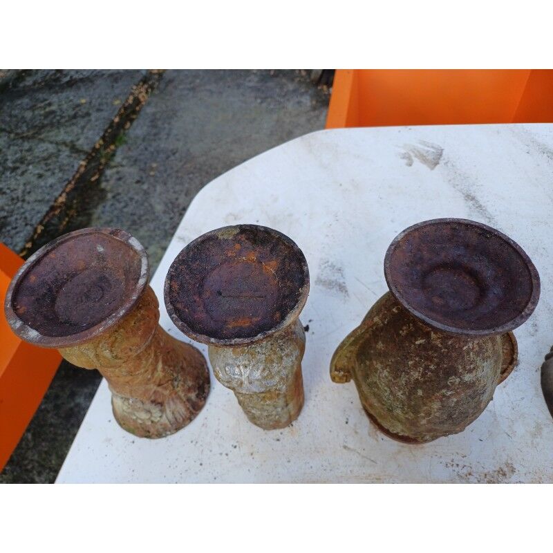 Set of 3 cast iron vases from 1900 from Charleville - Mézières