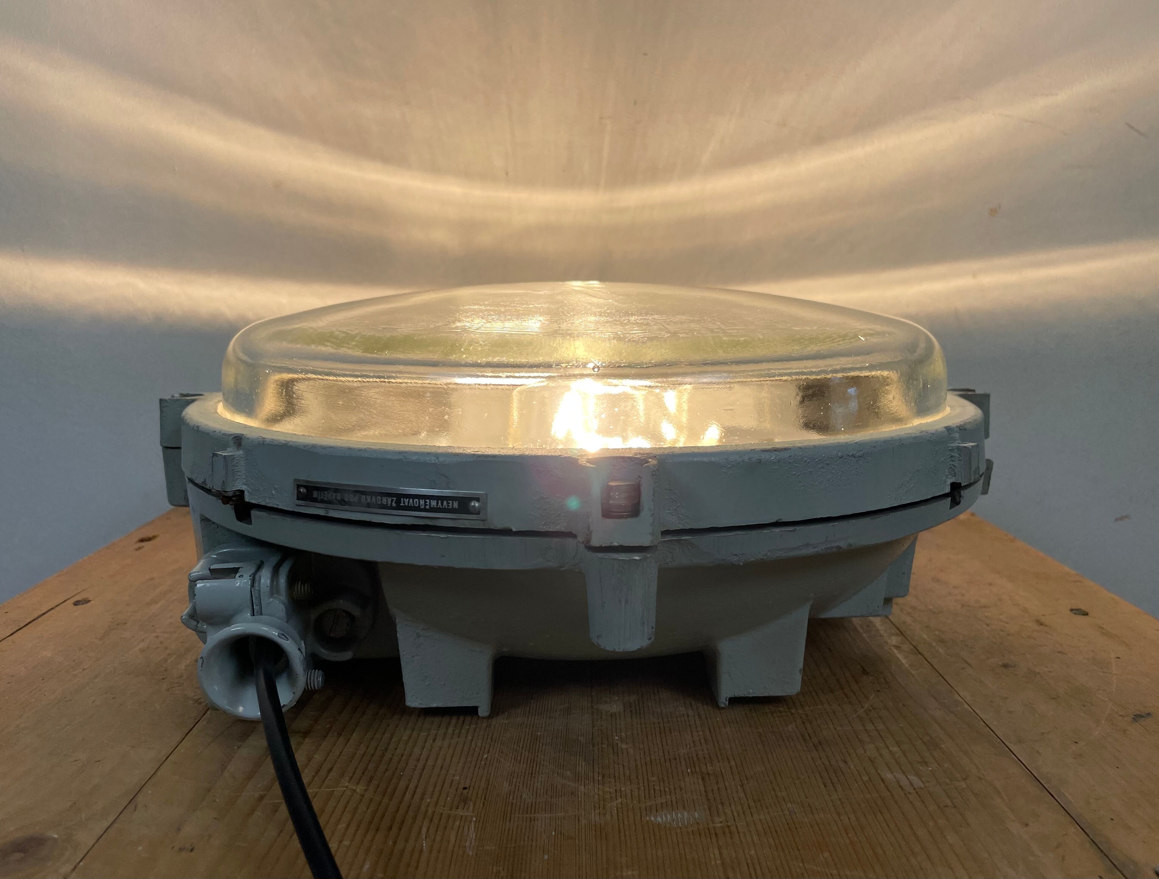 Grey Industrial Cast Aluminium Wall or Ceiling Light from Elektrosvit, 1970s