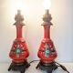 Paire de pieds de lampe rouges, 1900