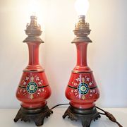 Pair of red lamps from 1900
