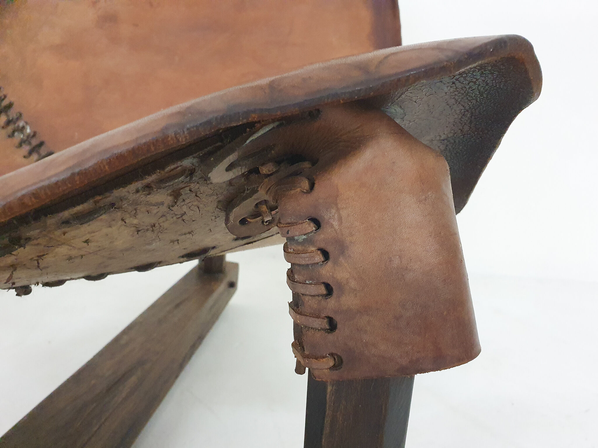 Set of two saddle leather lounge chairs, Brazil, 1960's