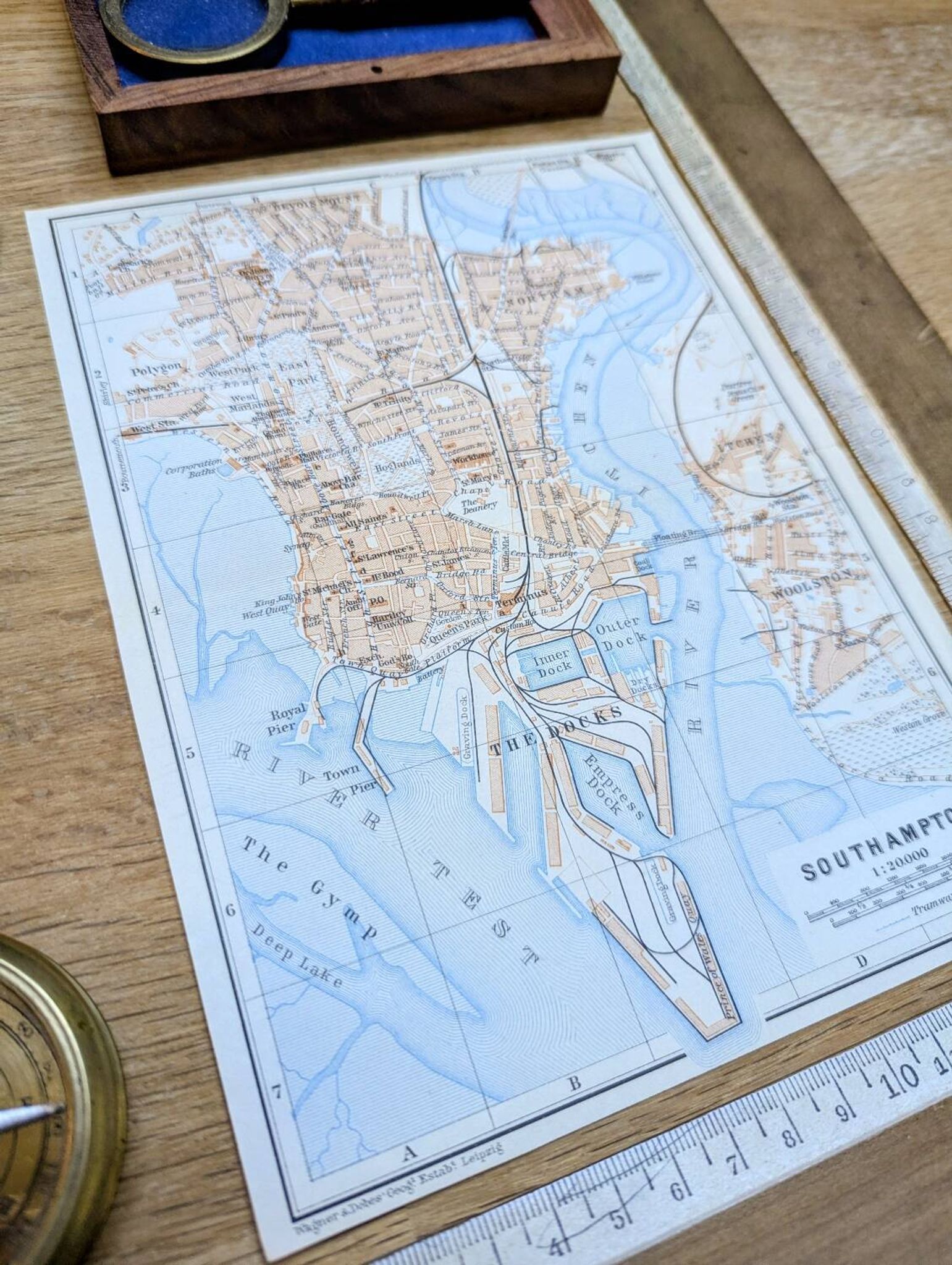 Southampton, England, original map printed in 1913.