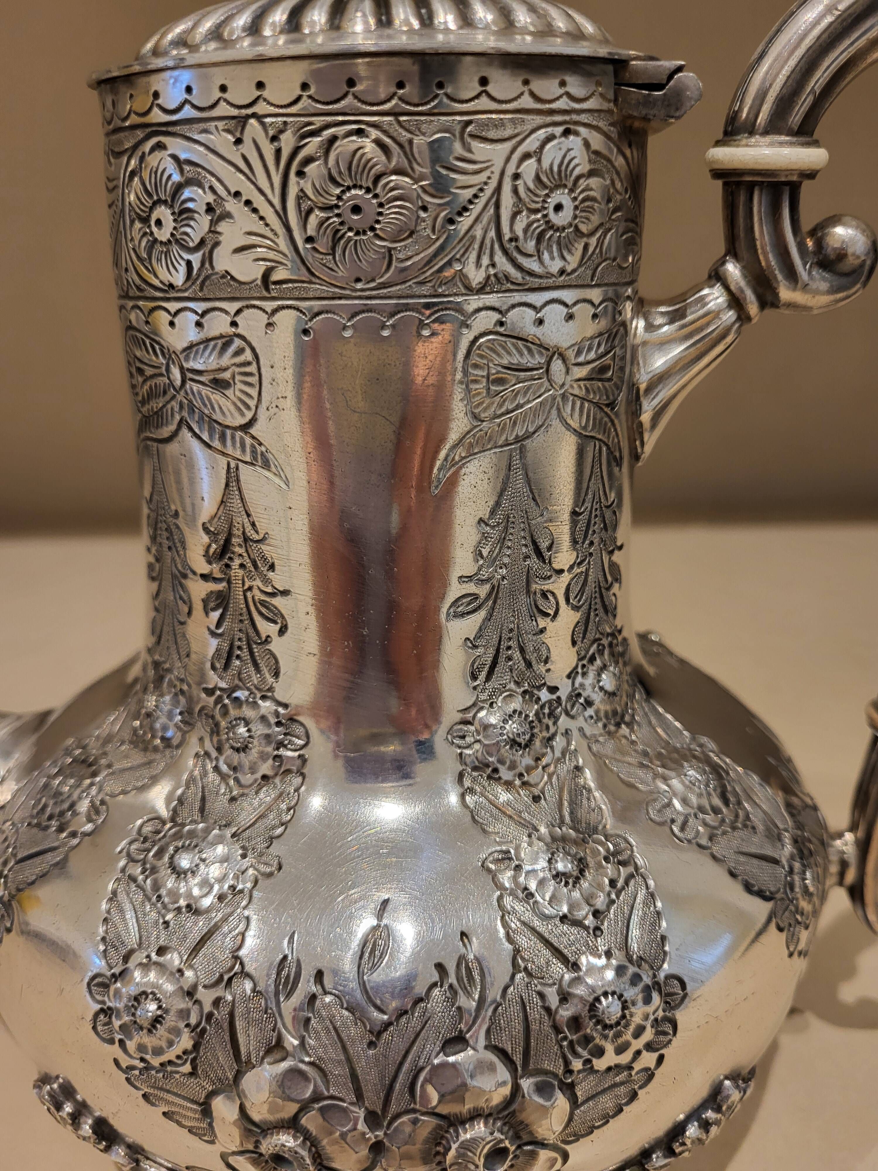 Antique silver-plated coffee pot – 19th century
