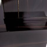Meuble bar art-déco en macassar et miroir gravé à l'acide