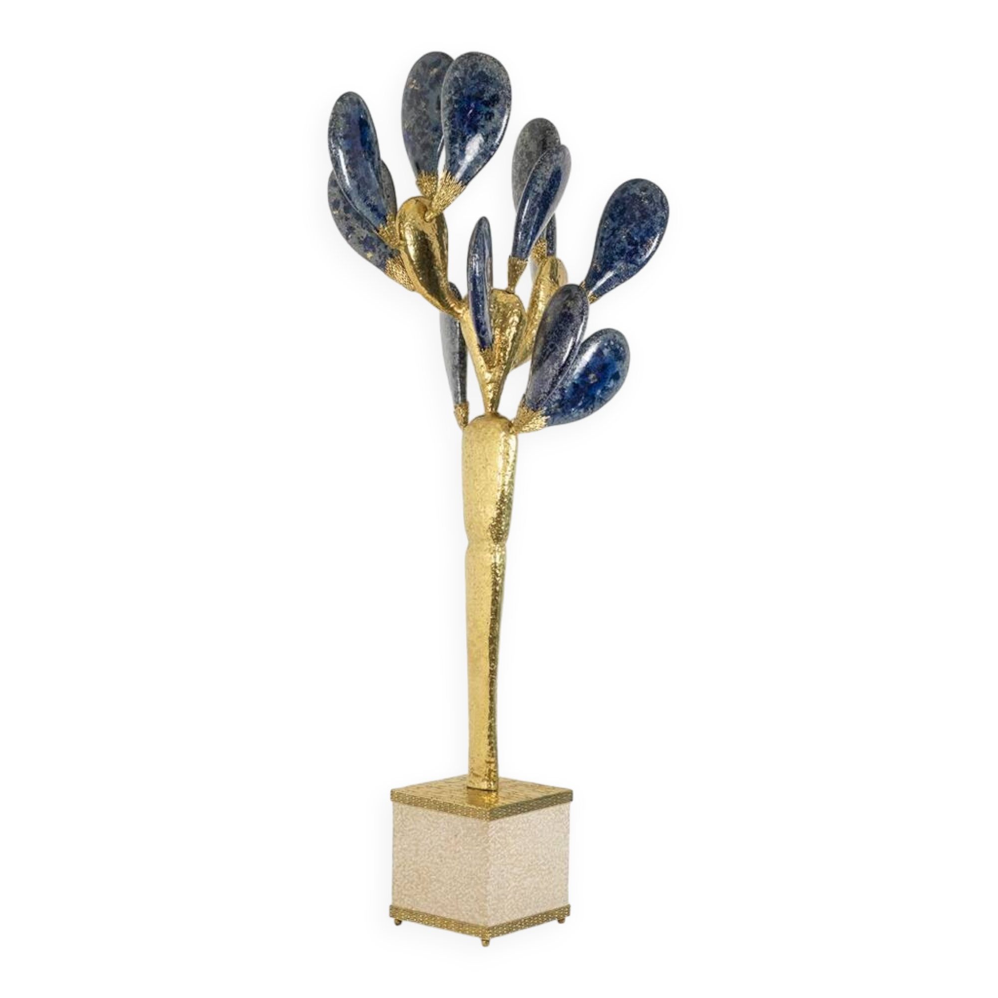 Jacques Duval Brasseur, Large golden brass cactus sculpture. 1992
