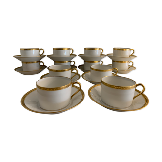 12 coffee cups and 12 white porcelain cups of Gold Gold Limoges