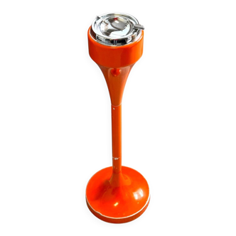 Cendrier sur pied Space Age italien orange métal années 70