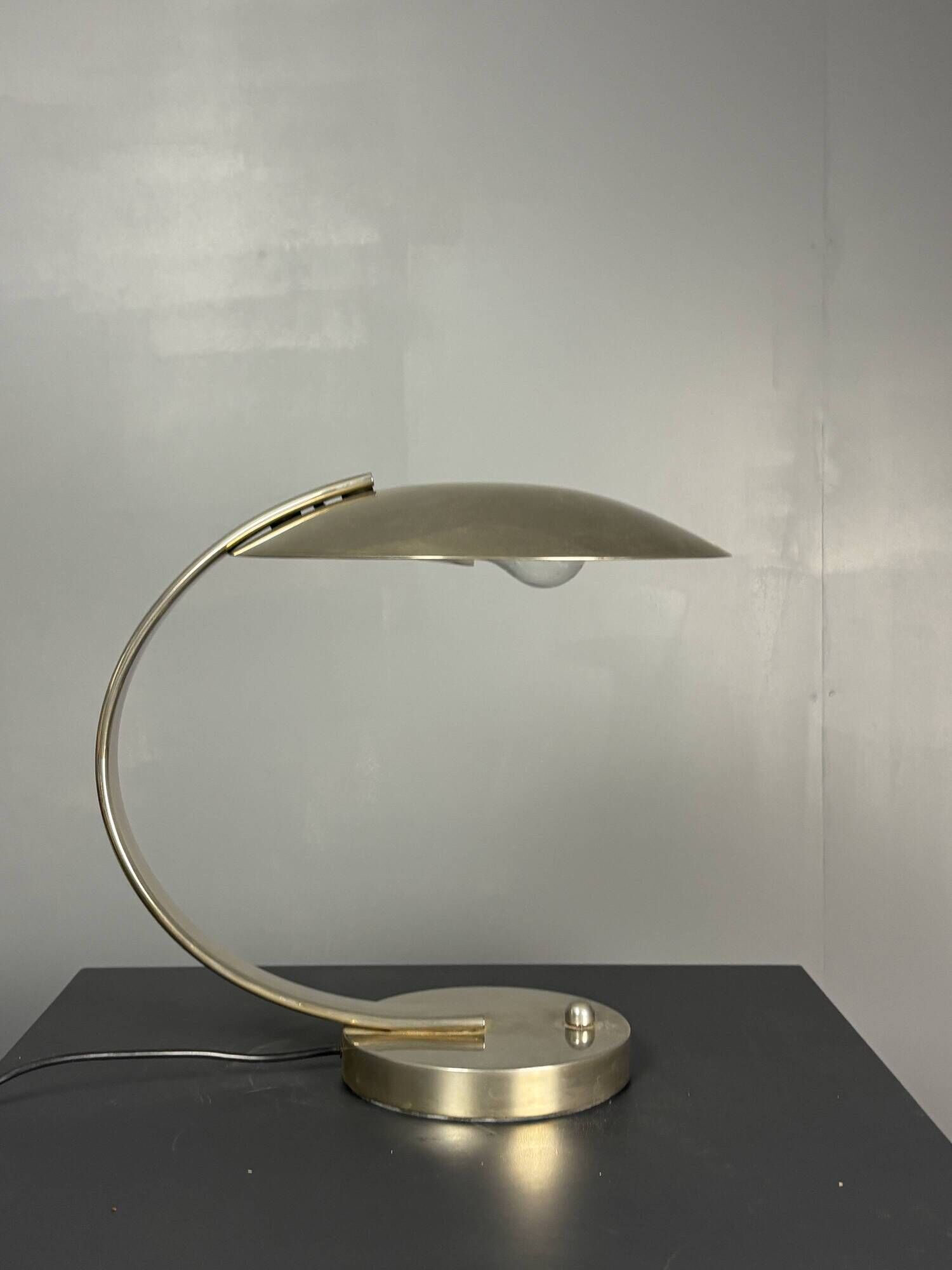 Art deco modernist arc desk or table lamp by Disderot, Soka, France, 1970s