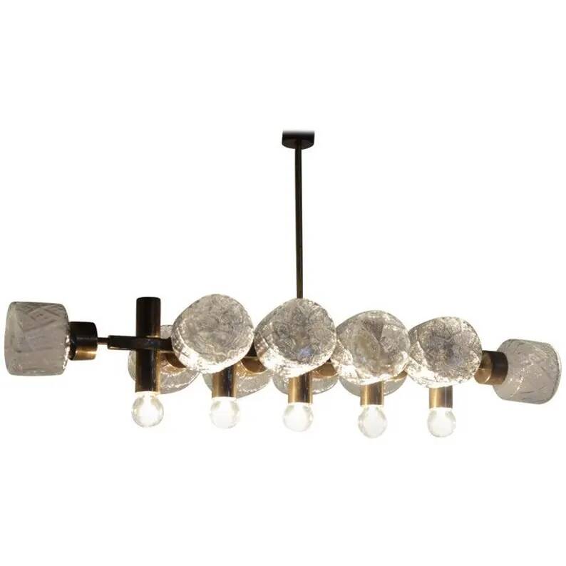 Unique Design Glass Chandelier, Czechoslovakia, 1970s