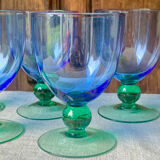 5 vintage Ålhens green and blue blown glasses