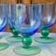 5 verres soufflés verts et bleus Ålhens vintage