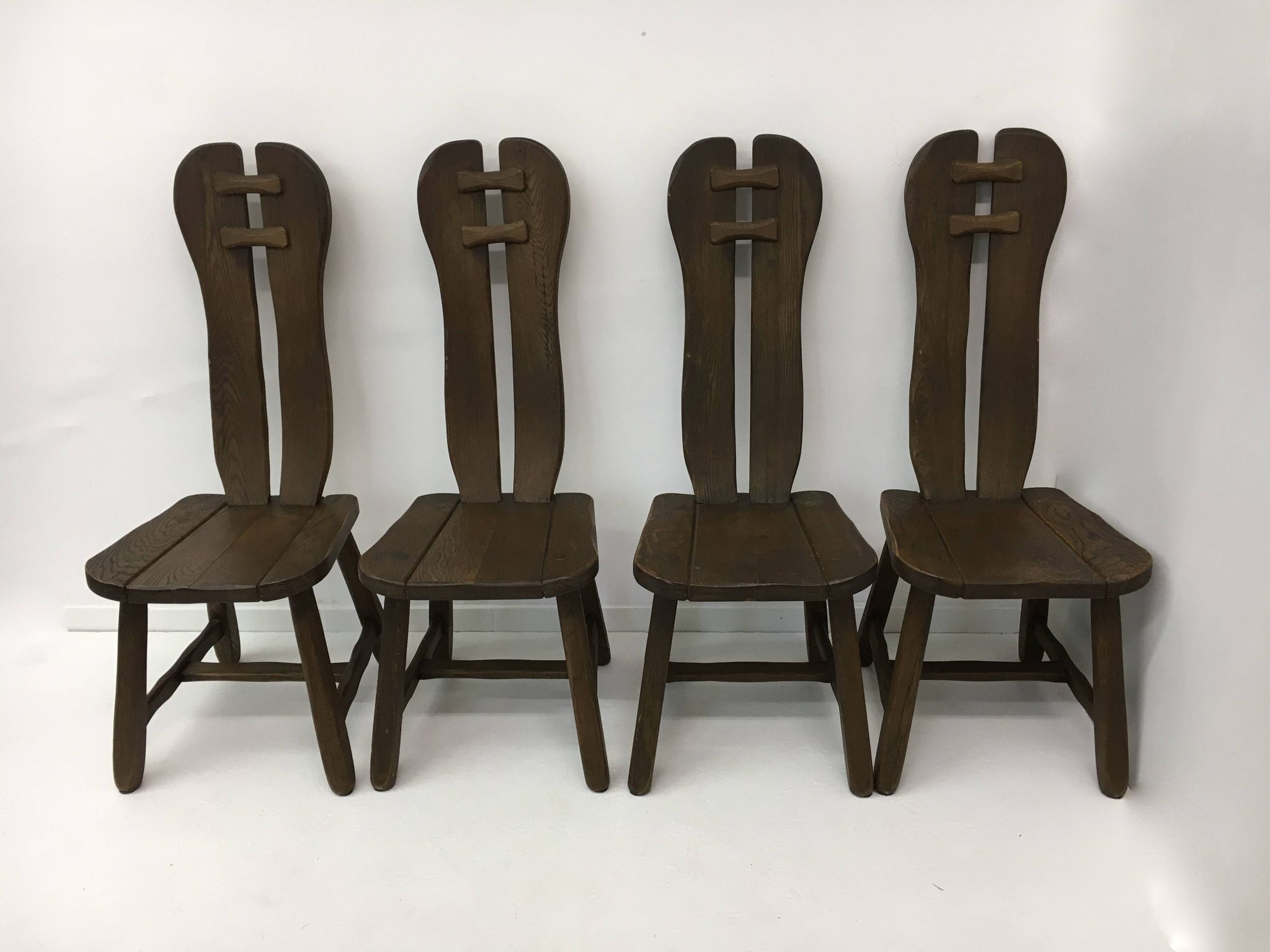 Set of 4 Belgian Brutalist Dining Chairs from De Puydt, 1970’s