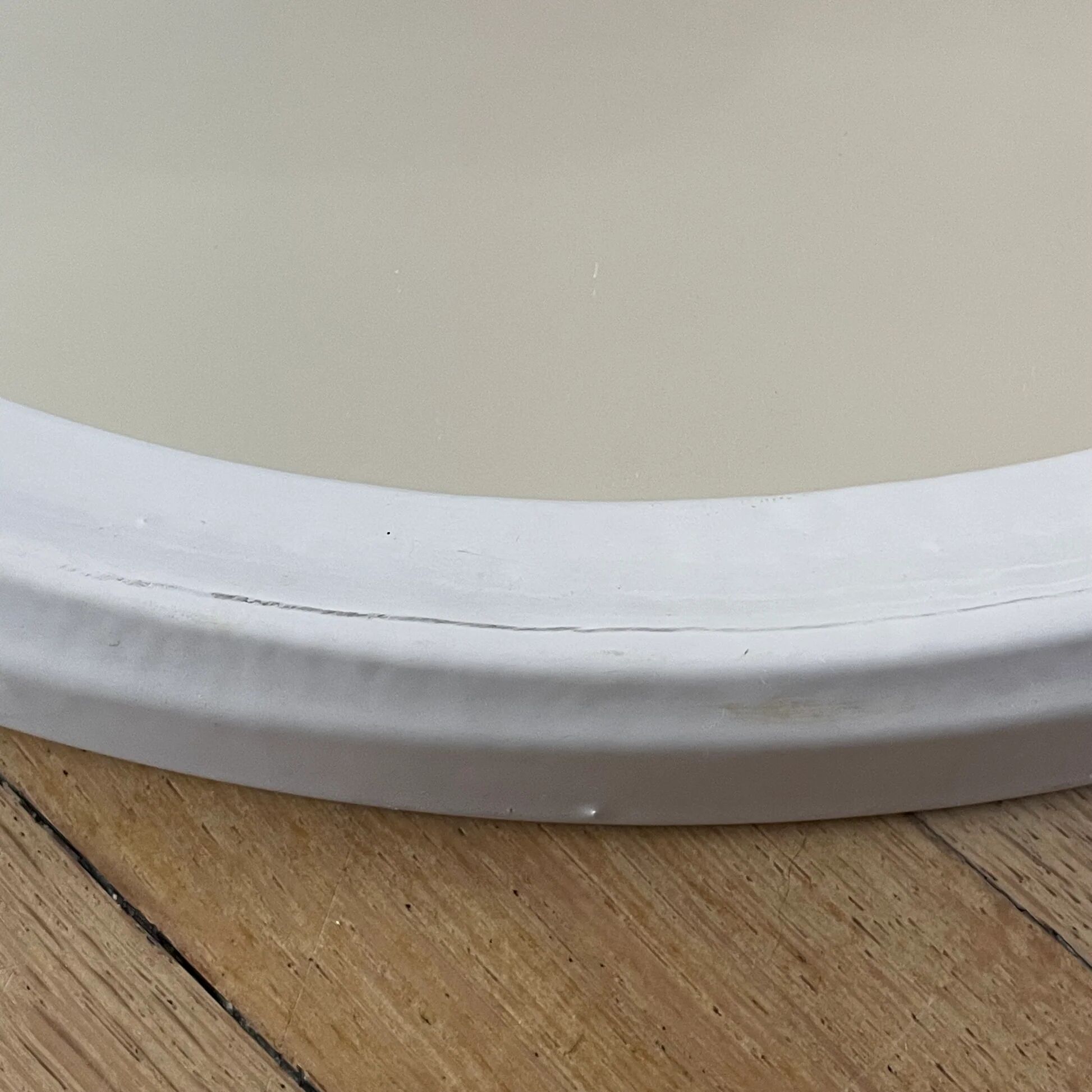 White enamelled cast iron mirror
