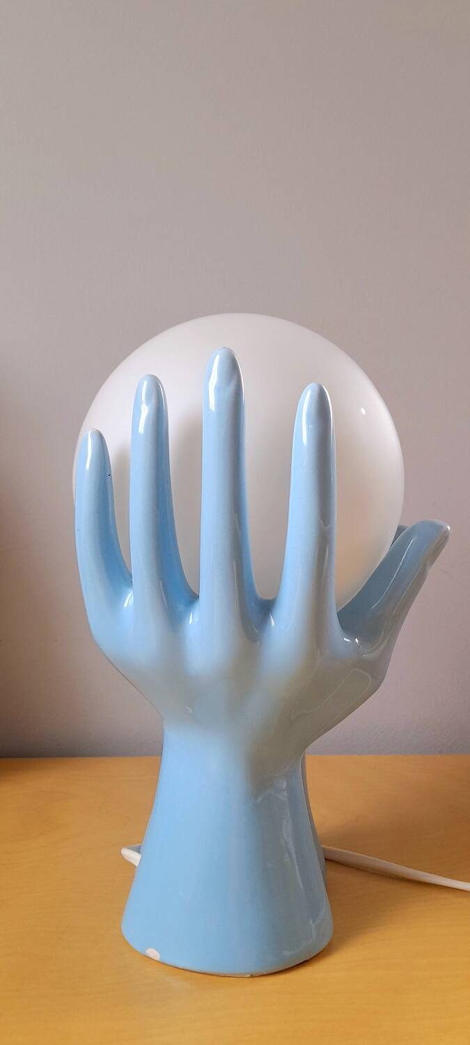 80s enameled ceramic hand lamp