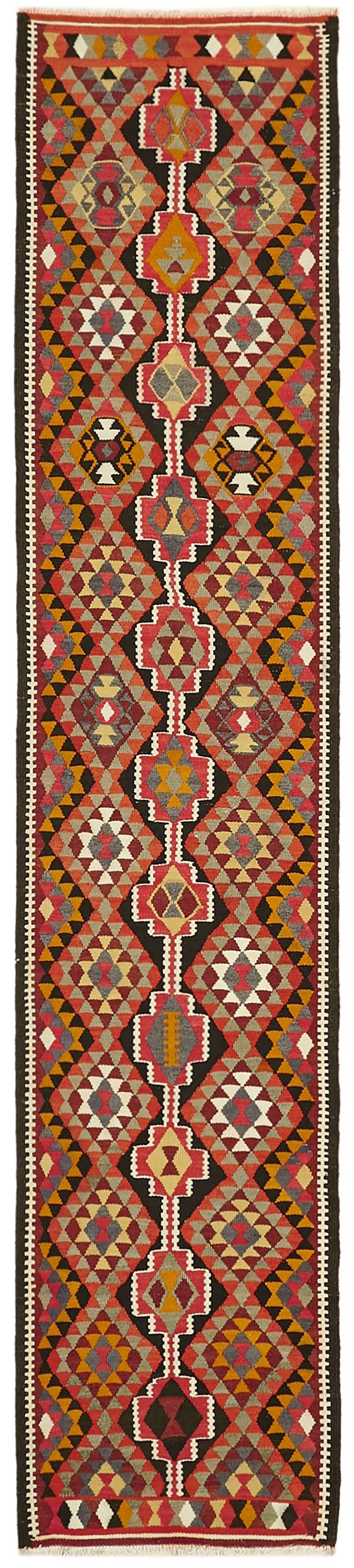 Turkish Handwoven Vintage Herki Kilim 83 cm x 363 cm