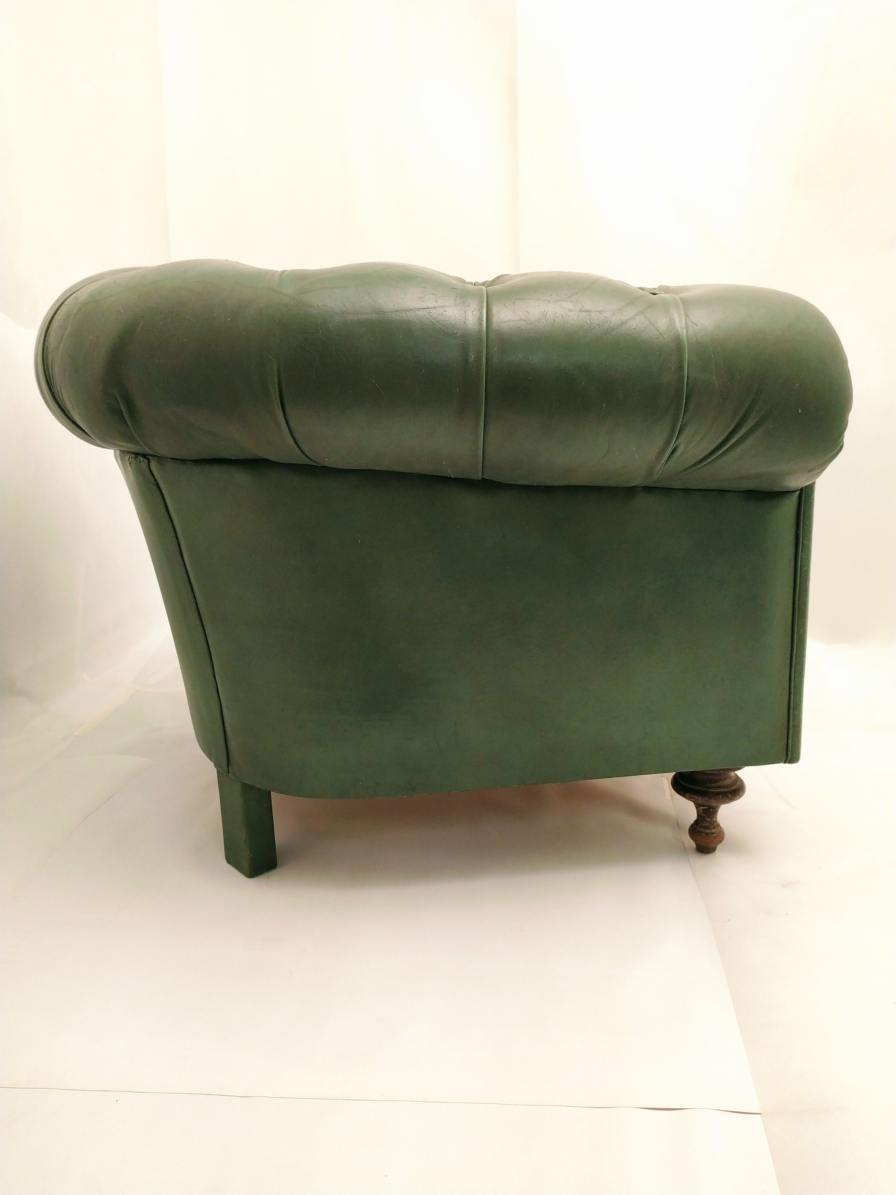 Former chesterfield green leather chair