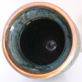 Vase vintage en céramique émaillée, tournée à la main, signature à identifier