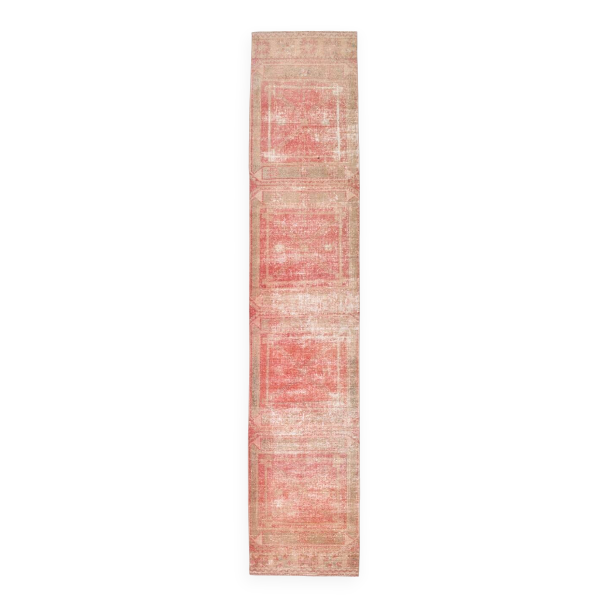 2x12 Stair Red & Pink Vintage Runner Rug, 73x382Cm