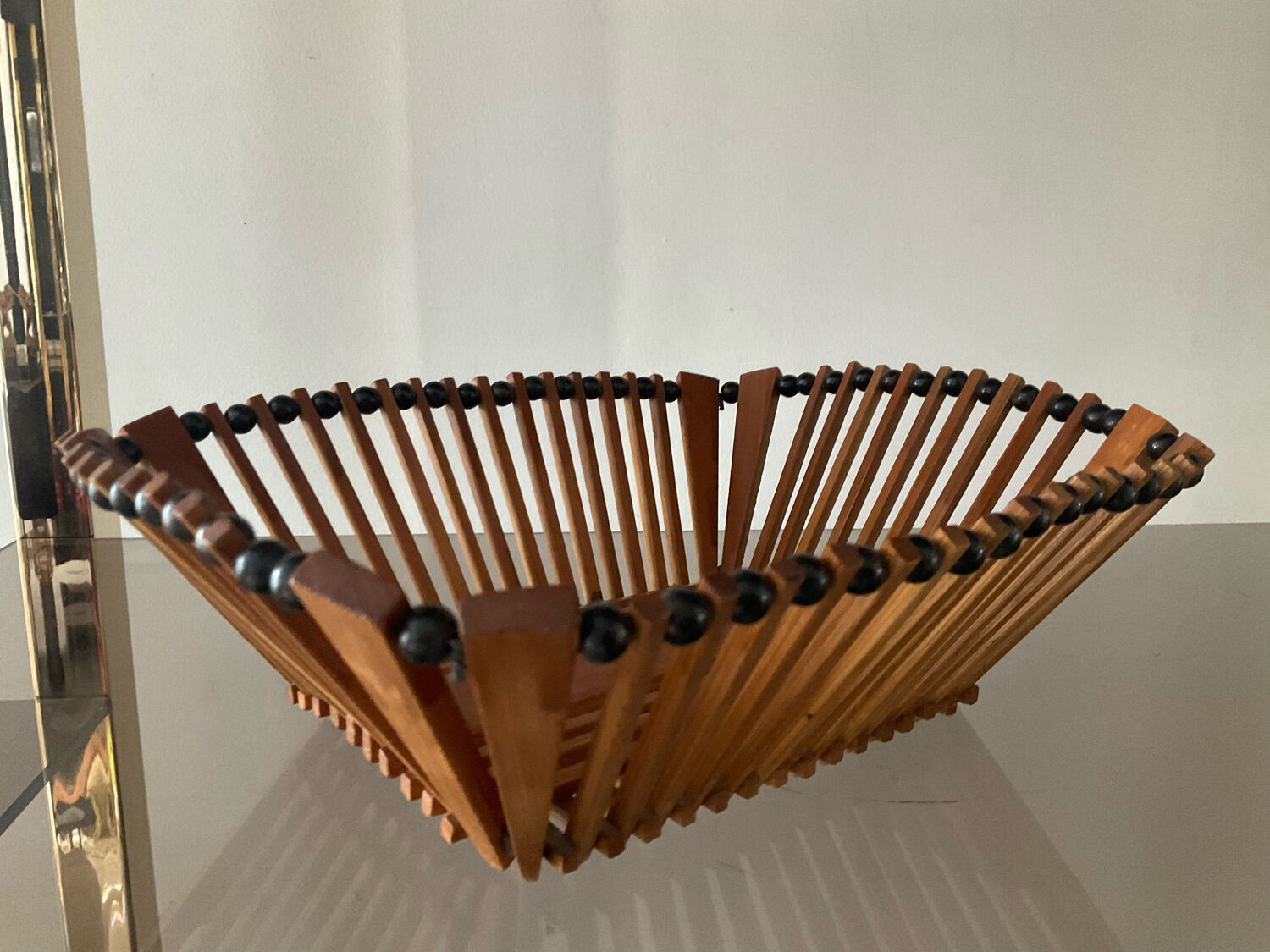 Duo of vintage wooden baskets
