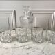 Set of a decanter and 4 vintage whiskey glasses 70s