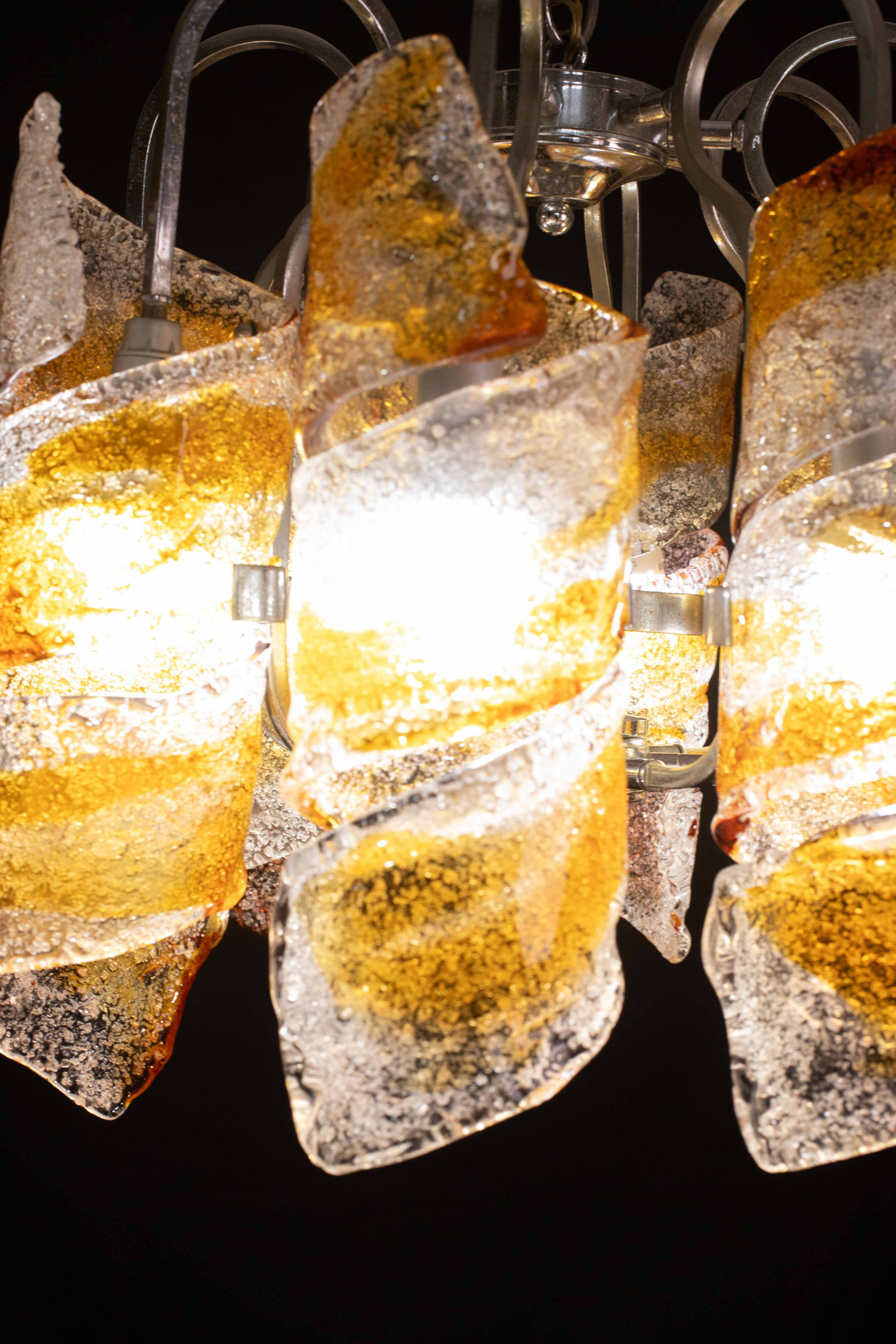 Italian Design "Twisters" Round Chandelier by Mazzega, 1970