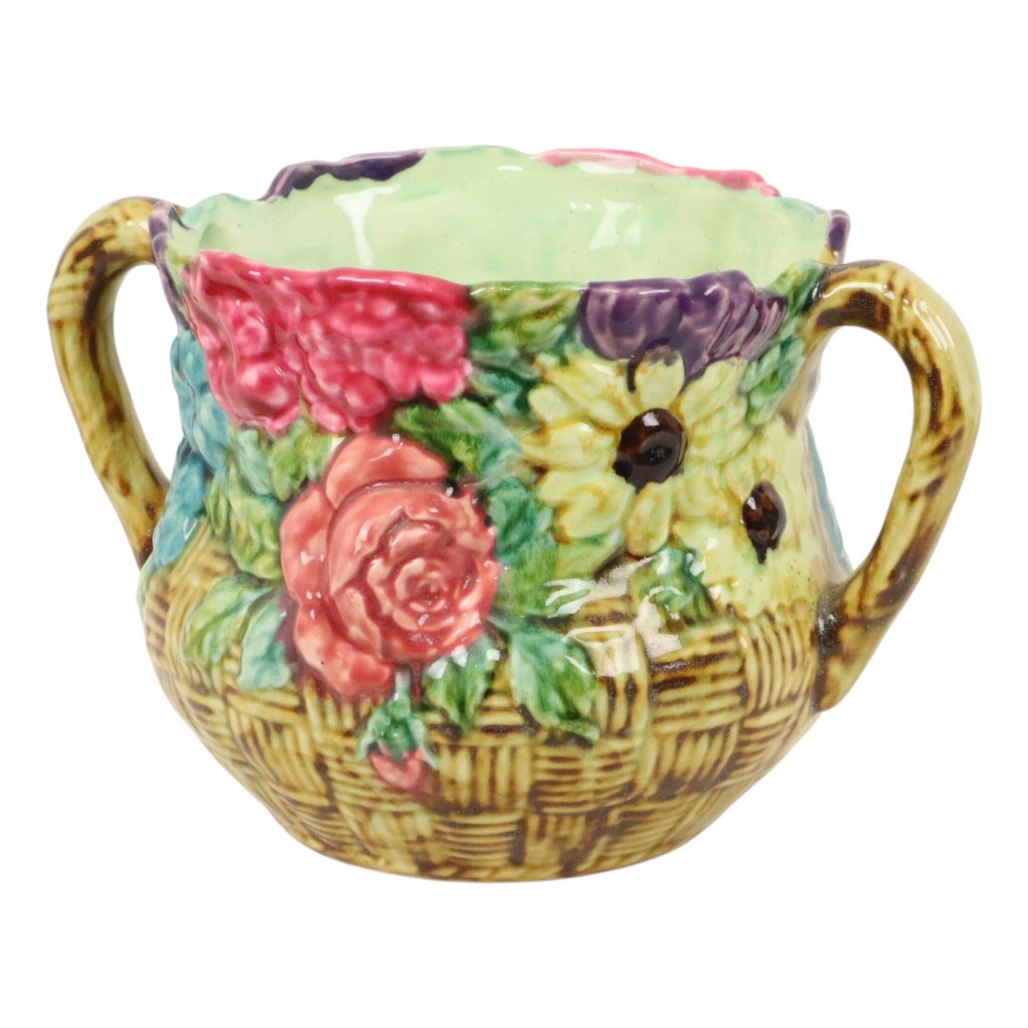 Colorful Art Nouveau Majolica Flowerpot / Cache-pot France