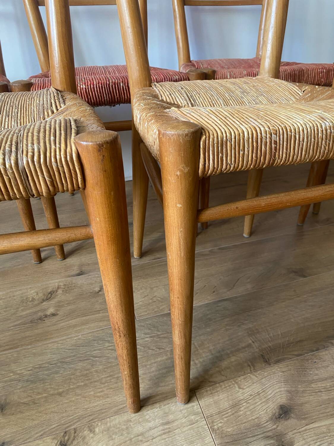 6 chaises paillées Genevieve Pons
