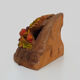 Corner wall lamp in terracotta with fruit decoration, signed D.Chadeau
