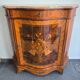 Curved support furniture in floral marquetry – Louis XV style, marble top, late 19th century.