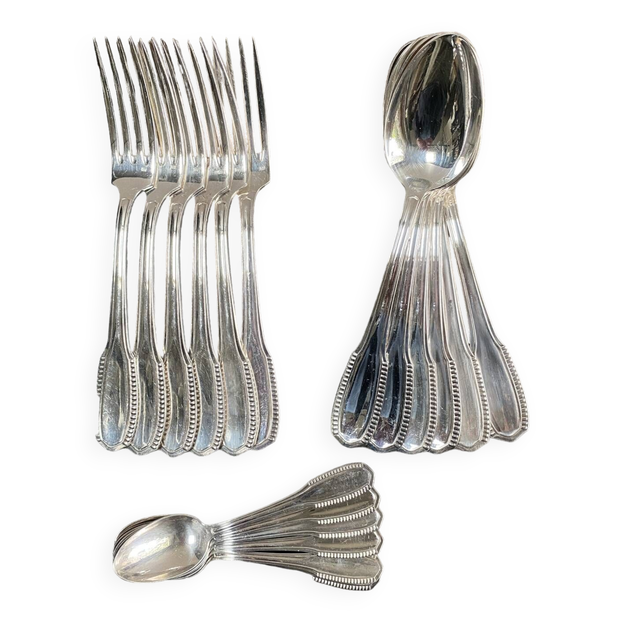 Old beaded silver metal housewife