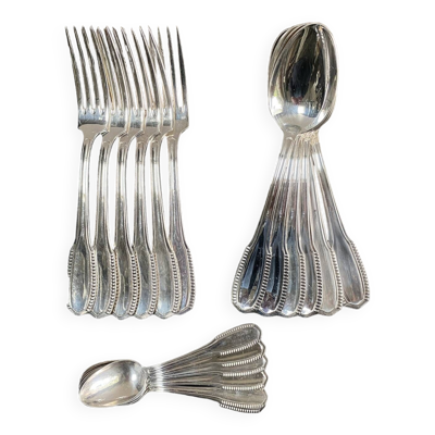 Ménagère ancienne perlée métal argenté