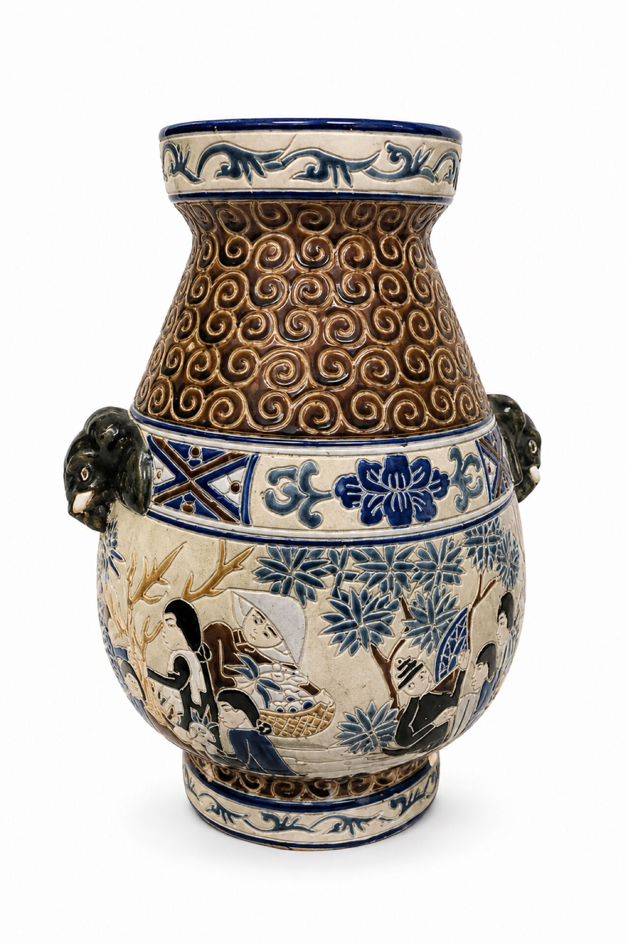 Polychrome ceramic vase in glazed stoneware