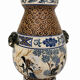 Polychrome ceramic vase in glazed stoneware