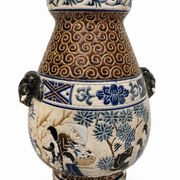 Vase en céramique polychrome en grès émaillé