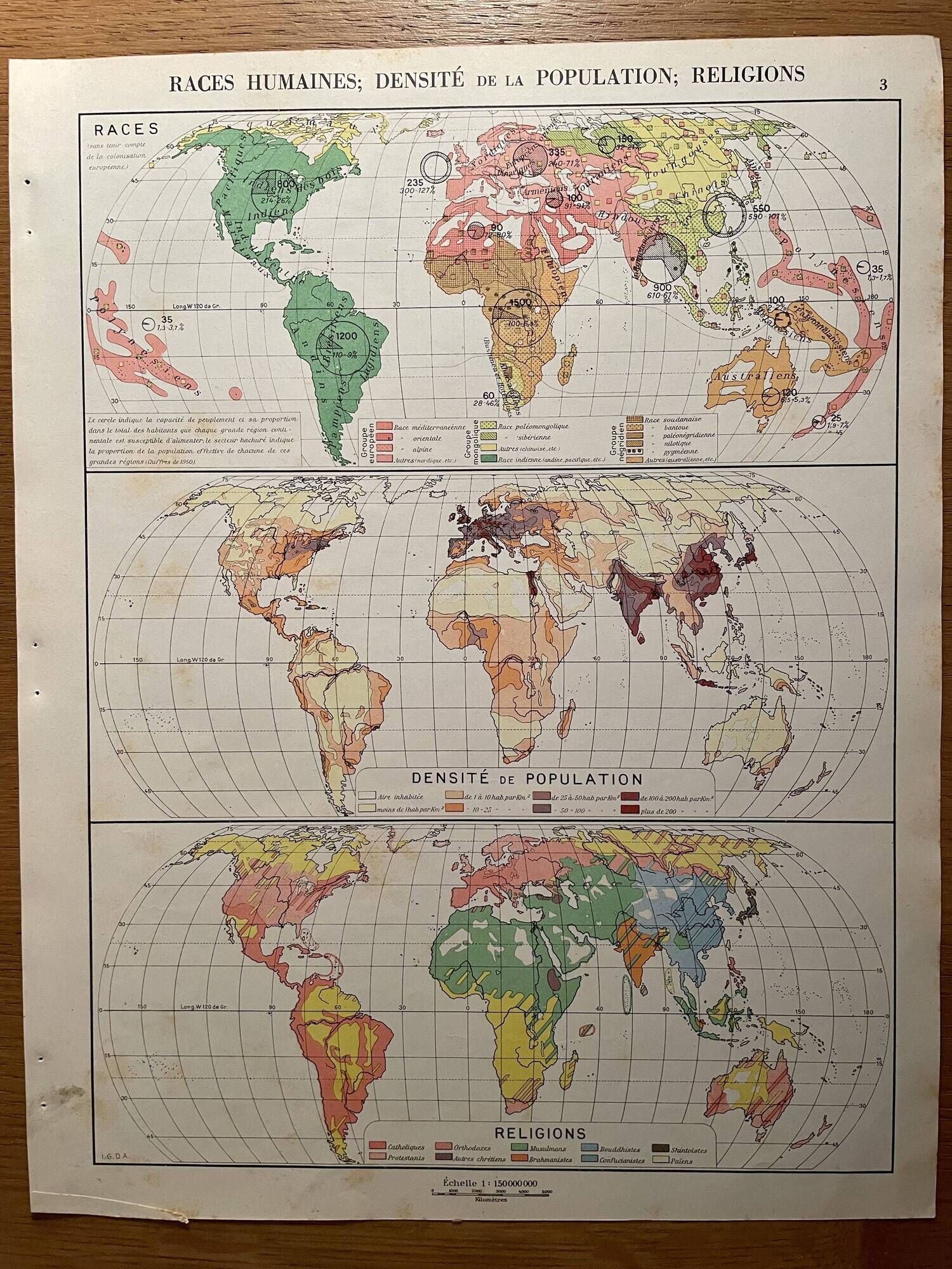 Map and photographic plate on human races from 1951