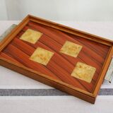 Plateau en bois et verre