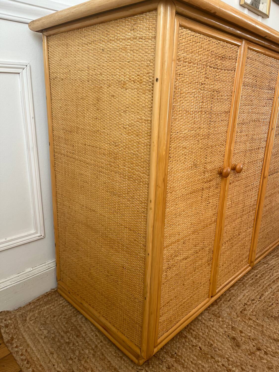 Vintage bamboo and rattan sideboard