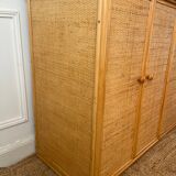 Buffet en bambou et rotin vintage