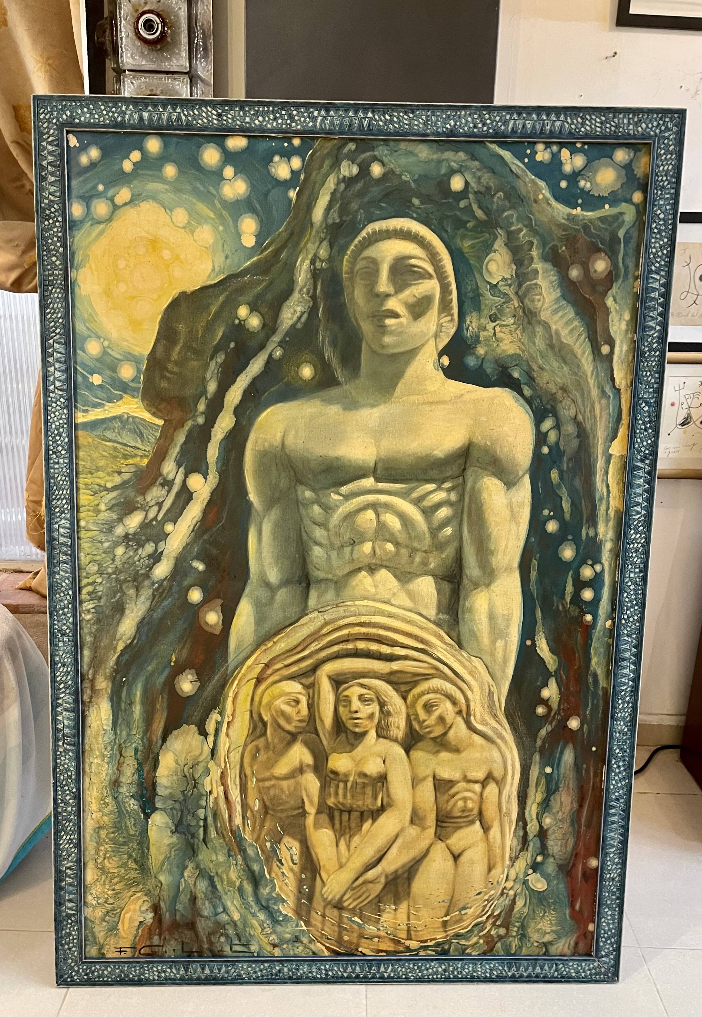 Tableau art déco personnage exotisme, france 1935.