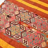 5x6 Yellow and Red Decorative Kilim Carpet, Orientel Kilim Rug, 140x192Cm