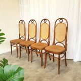 Set of 4 Vintage Bentwood Dining Chairs: Cane Back, Thonet Style