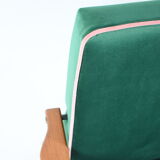 Fauteuil vintage années 1970 velours bouteille verte