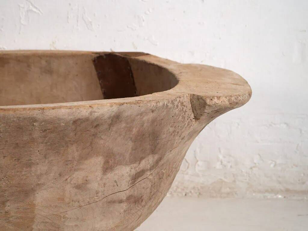 Large antique solid wood bowl (c.1900) #1