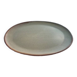 Oval dish in speckled enamelled stoneware