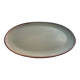 Oval dish in speckled enamelled stoneware