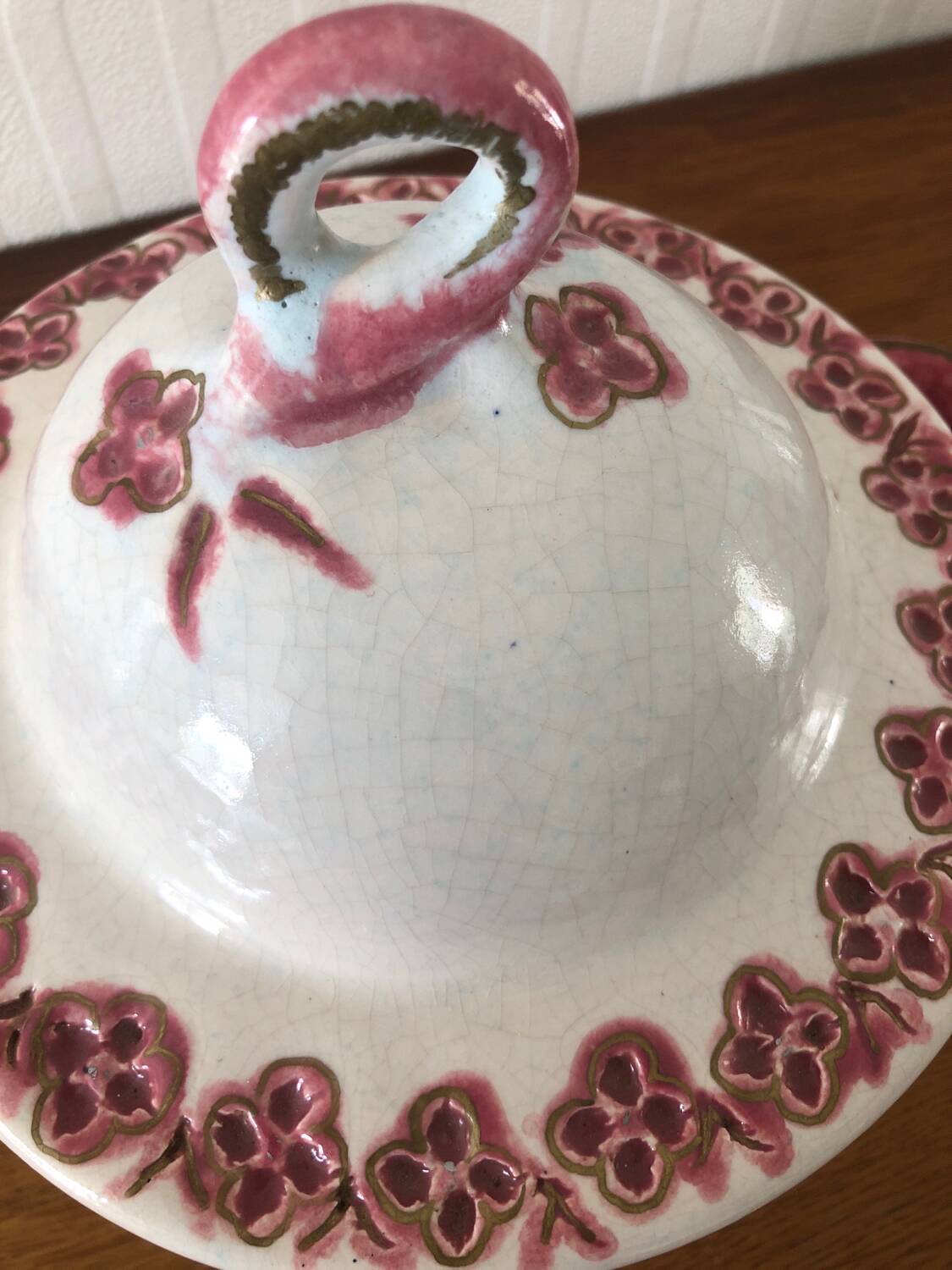 Vintage cracked iron earthenware candy box